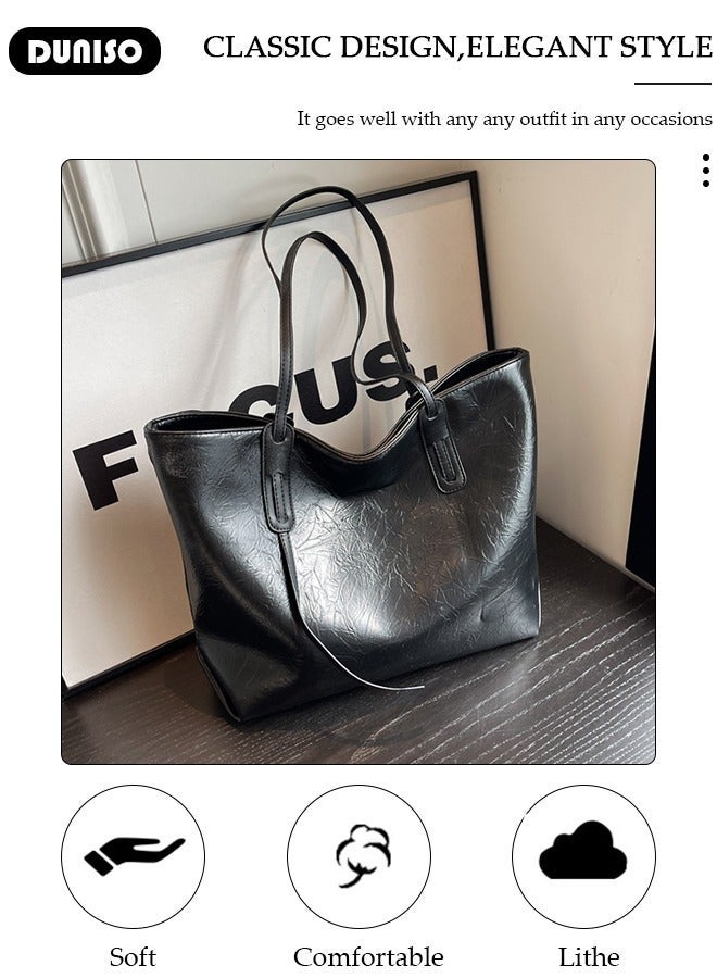 DUNISO Womens Shoulder Tote Bag Faux Leather Handbag for Women Large Capacity Messenger Fashionable Travel Shoulder Bag for Ladies Girls College Students - Image 2