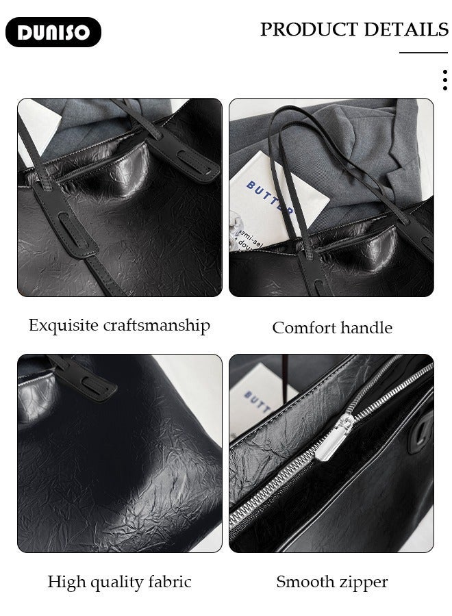 DUNISO Womens Shoulder Tote Bag Faux Leather Handbag for Women Large Capacity Messenger Fashionable Travel Shoulder Bag for Ladies Girls College Students - Image 5