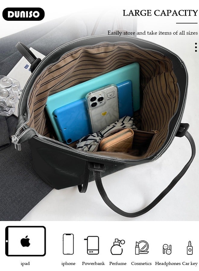 DUNISO Womens Shoulder Tote Bag Faux Leather Handbag for Women Large Capacity Messenger Fashionable Travel Shoulder Bag for Ladies Girls College Students - Image 3