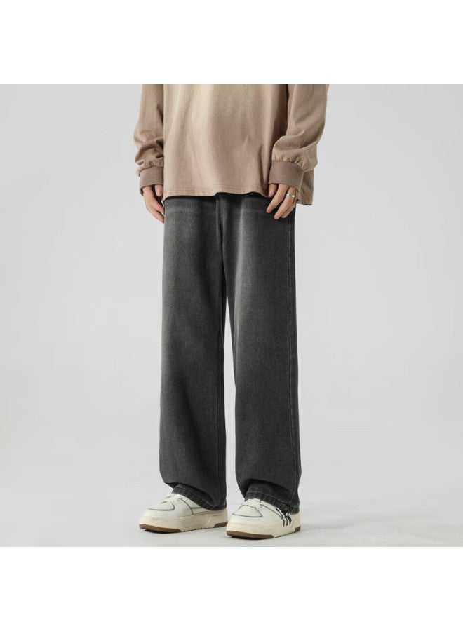 Dingfengbaoluo Men's Jeans, Spring And Summer American-style Loose Straight-leg Versatile Trendy Casual Pants, K102 Dark Gray, Size L - Image 1
