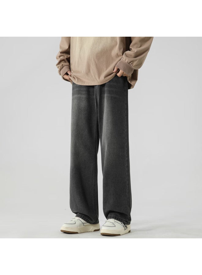 Dingfengbaoluo Men's Jeans, Spring And Summer American-style Loose Straight-leg Versatile Trendy Casual Pants, K102 Dark Gray, Size L - Image 2