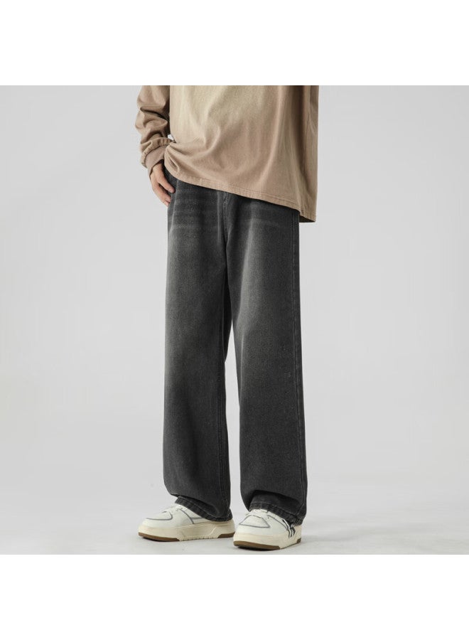 Dingfengbaoluo Men's Jeans, Spring And Summer American-style Loose Straight-leg Versatile Trendy Casual Pants, K102 Dark Gray, Size L - Image 3
