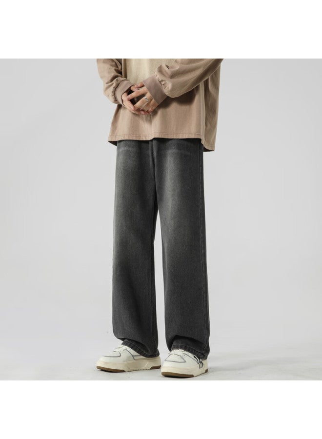 Dingfengbaoluo Men's Jeans, Spring And Summer American-style Loose Straight-leg Versatile Trendy Casual Pants, K102 Dark Gray, Size L - Image 5