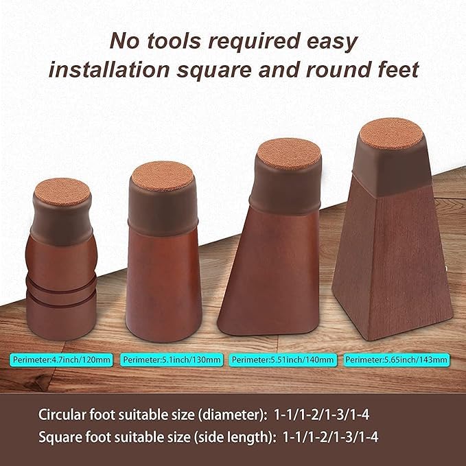 Prifremi Prifremi Silicone Chair Leg Protectors 8Piece Set Brown Furniture Floor Protection Caps - Image 3