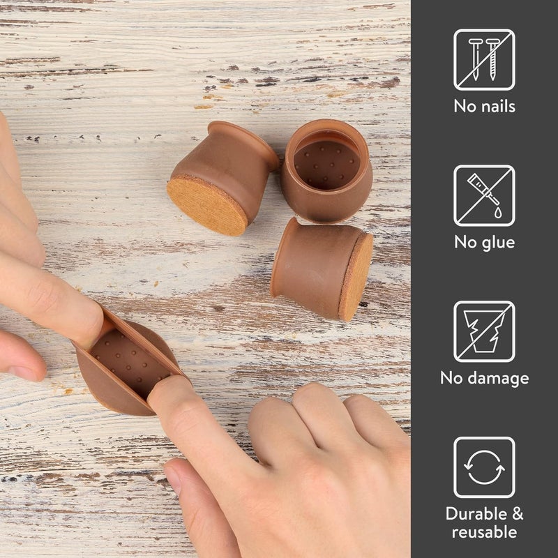 Prifremi Prifremi Silicone Chair Leg Protectors 8Piece Set Brown Furniture Floor Protection Caps - Image 5