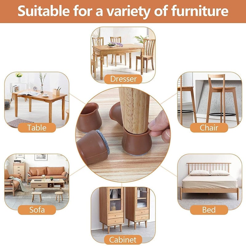 Prifremi Prifremi Silicone Chair Leg Protectors 8Piece Set Brown Furniture Floor Protection Caps - Image 4