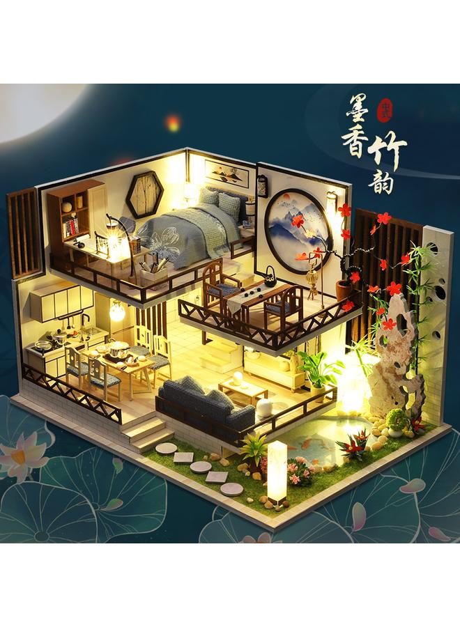 Bluejw Interesting Yiya DIY Cabin Chinese Style National Tide Antique Style Plain Elegant Antique Building Assembled Model Villa Ink Fragrant Bamboo Rhyme - Image 2