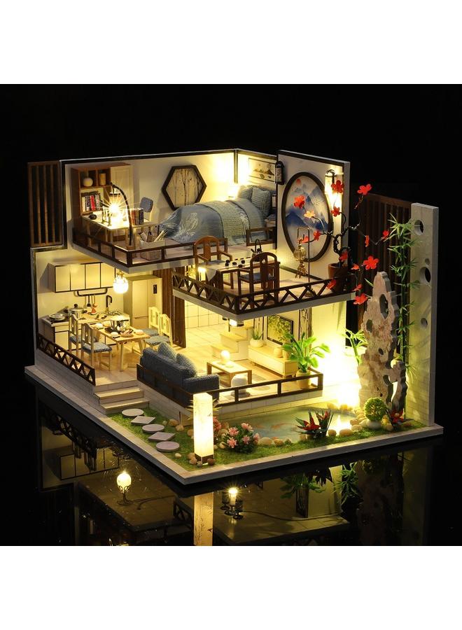 Bluejw Interesting Yiya DIY Cabin Chinese Style National Tide Antique Style Plain Elegant Antique Building Assembled Model Villa Ink Fragrant Bamboo Rhyme - Image 4