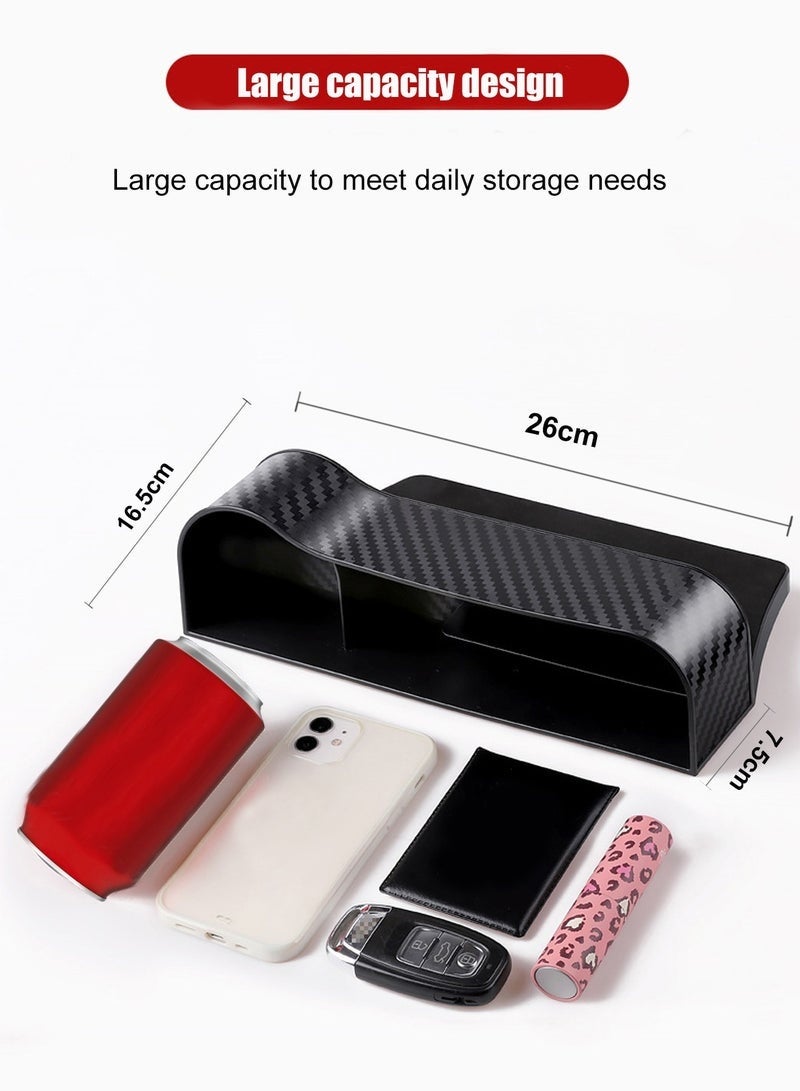 عبوة من قطعتين من حشو فجوات مقعد السيارة، منظم لمقعد السيارة، وحدة التحكم في السيارة مع حامل أكواب وفتحة كابل شحن للأكواب والهواتف المحمولة والمفاتيح والشواحن (نمط ألياف الكربون) - Image 3