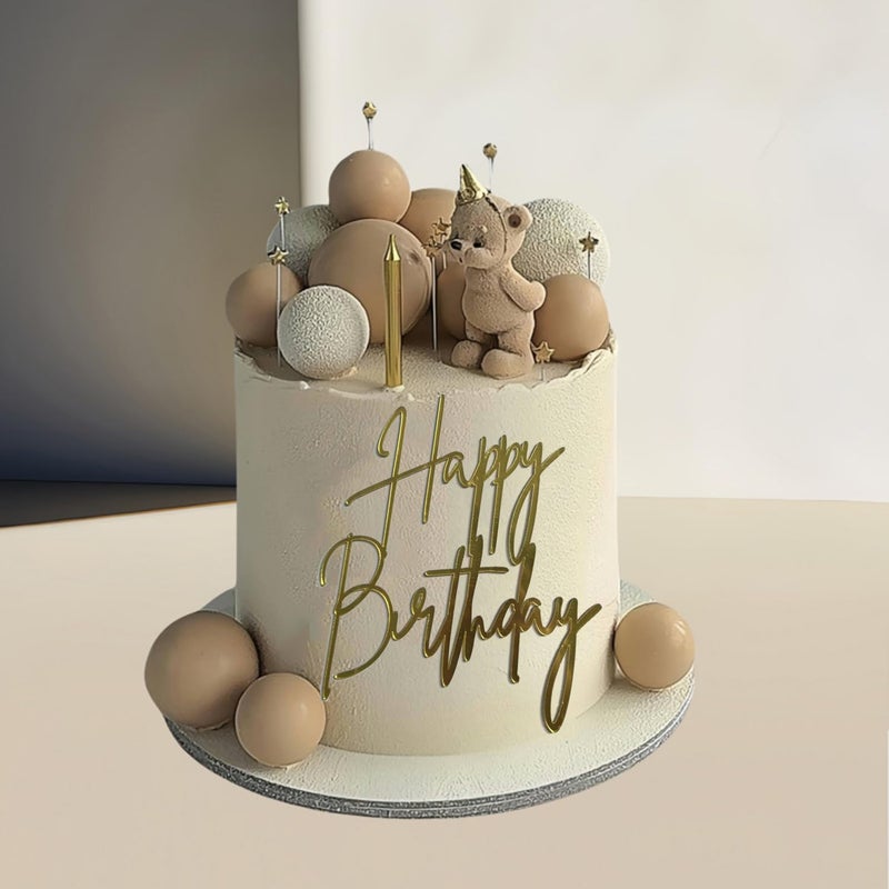 ALNGFUIK Happy Birthday Cake Topper, Gold Mirror Acrylic Happy Birthday Cake Sign Decorations - Image 3