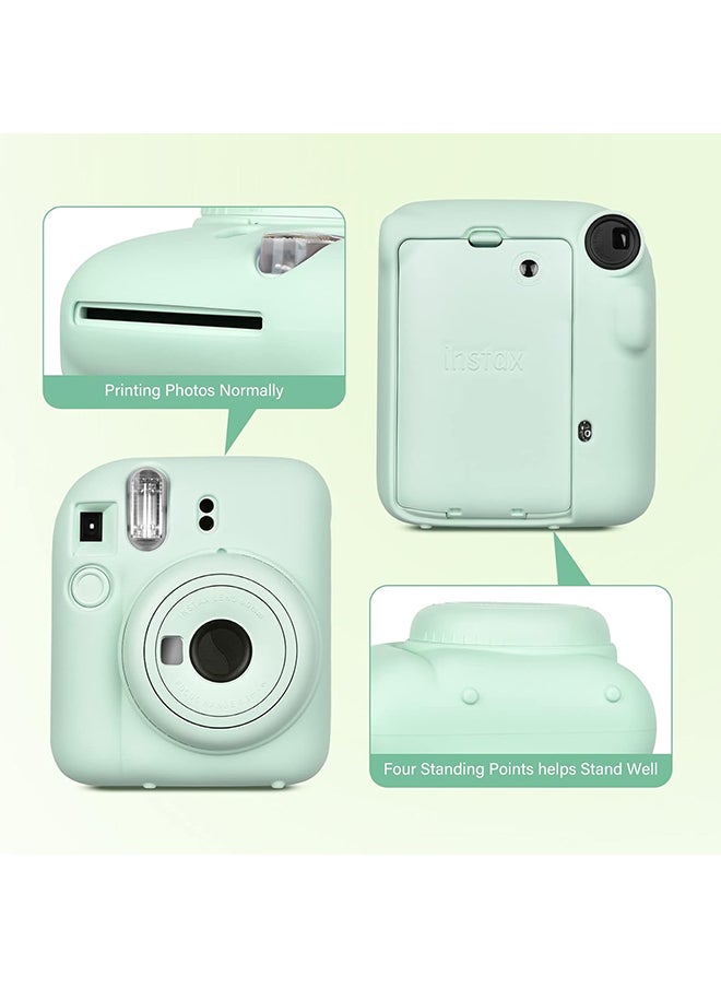 O Ozone - Silicone Case for Fujifilm Instax Mini 12 Instant Camera Case |Soft Protective Camera Cover with Adjustable Shoulder Strap - Mint Green - Image 1