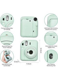 O Ozone Silicone Case for Fujifilm Instax Mini 12 Instant Camera Case |Soft Protective Camera Cover with Adjustable Shoulder Strap - Mint Green  - Image 3
