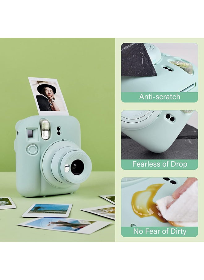 O Ozone - Silicone Case for Fujifilm Instax Mini 12 Instant Camera Case |Soft Protective Camera Cover with Adjustable Shoulder Strap - Mint Green - Image 1
