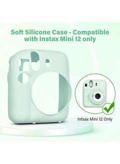 O Ozone Silicone Case for Fujifilm Instax Mini 12 Instant Camera Case |Soft Protective Camera Cover with Adjustable Shoulder Strap - Mint Green  - Image 5