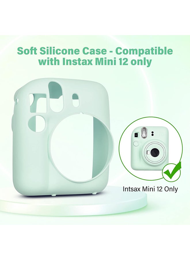 O Ozone - Silicone Case for Fujifilm Instax Mini 12 Instant Camera Case |Soft Protective Camera Cover with Adjustable Shoulder Strap - Mint Green - Image 1