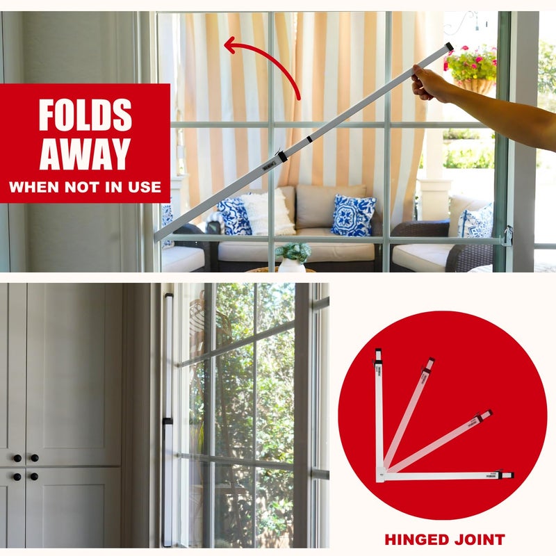 SECURITYMAN Sliding Door Security Bar-Child Proof Sliding Door Lock Bar with Anti Lift Lock - Fits Most Doors & Windows - Adjustable Patio Door Security Bar (18.75"- 51.1") - White - Image 4