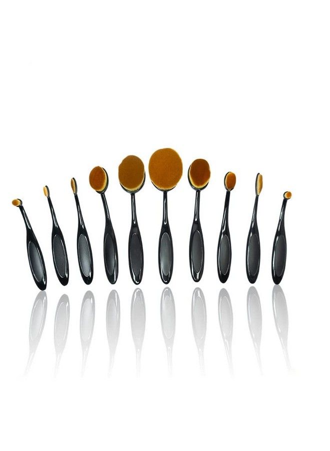 Bronson Professional Make Up Brush Set (10 Brushes) Oval - Image 2