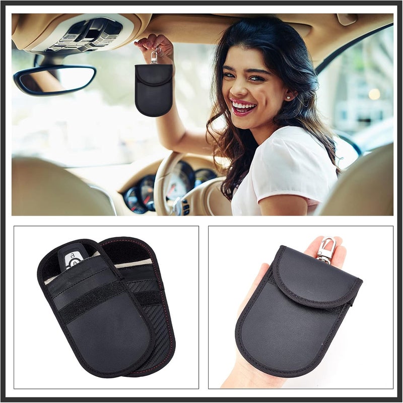 cheekyglo WDORN 2 Pack Car Key Fob Protector Pouch, Car RFID Blocking Car Security Key Fob Case Keyless Car Key Signal Blocker Prevent Theft Losting Cage Protector Signal Blocking Pouch, Carbon Fiber Texture - Image 5