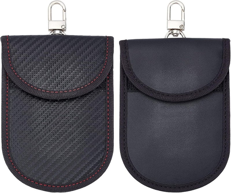 cheekyglo WDORN 2 Pack Car Key Fob Protector Pouch, Car RFID Blocking Car Security Key Fob Case Keyless Car Key Signal Blocker Prevent Theft Losting Cage Protector Signal Blocking Pouch, Carbon Fiber Texture - Image 1