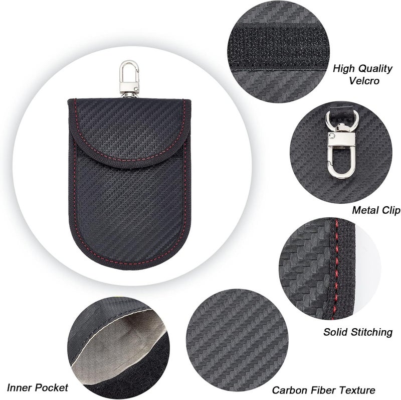 cheekyglo WDORN 2 Pack Car Key Fob Protector Pouch, Car RFID Blocking Car Security Key Fob Case Keyless Car Key Signal Blocker Prevent Theft Losting Cage Protector Signal Blocking Pouch, Carbon Fiber Texture - Image 3