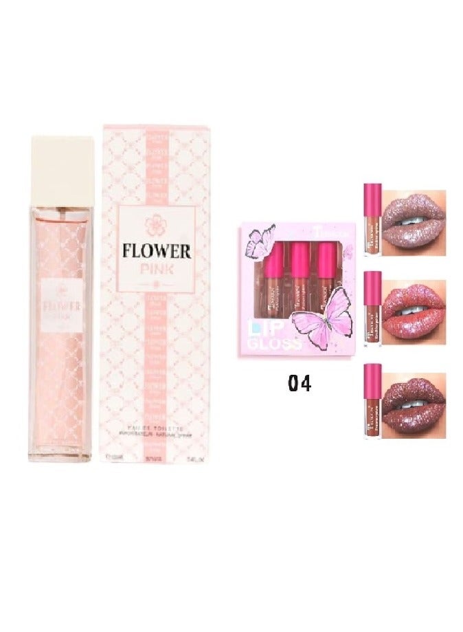TRI Flower Pink EDT With Teayason Lip Gloss Gift Set