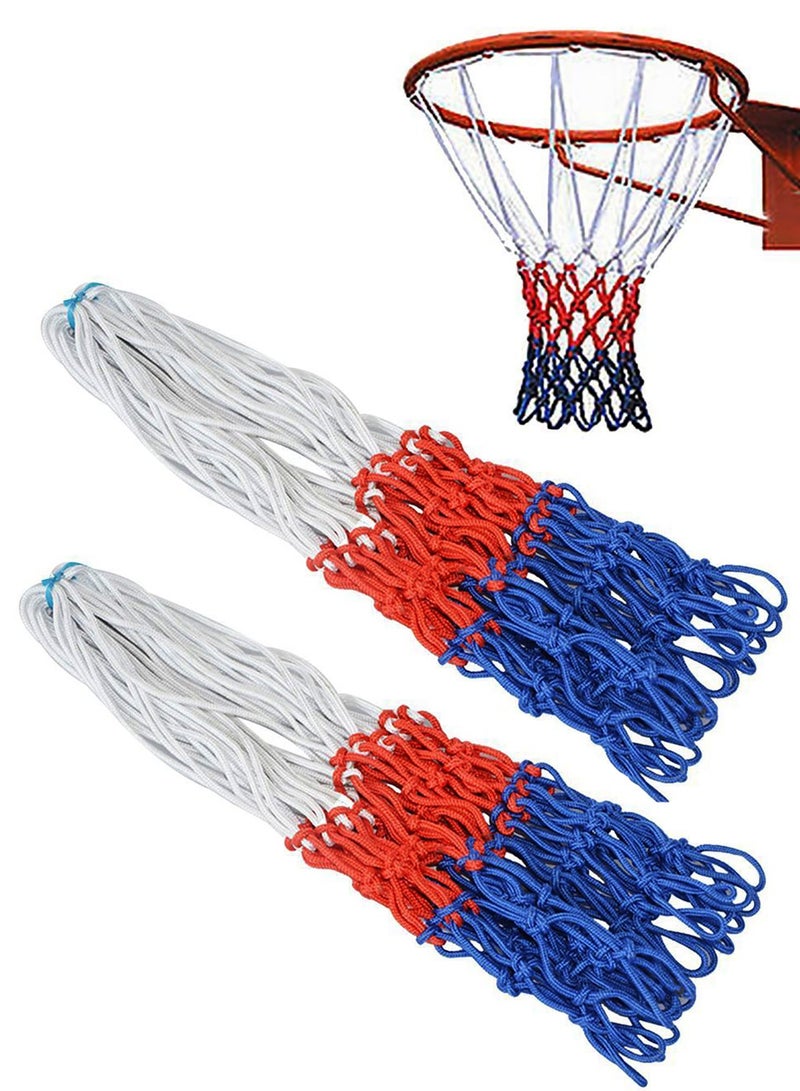 2 قطعة شبكة كرة سلة شبكة حلقة خارجية داخلية شديدة التحمل لجميع الأحوال الجوية من النايلون - Image 1