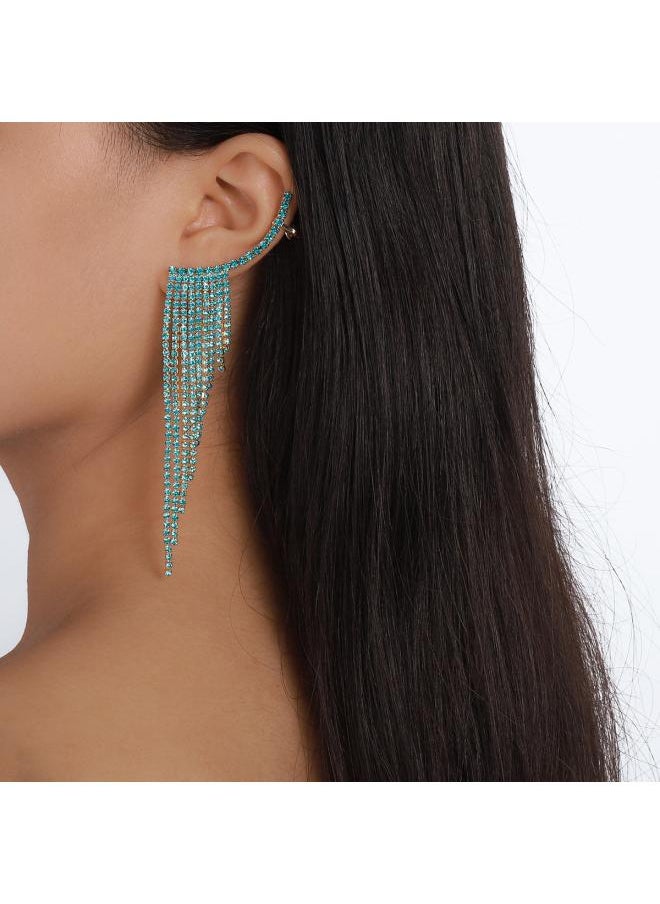 نيبمينينت E 0274 European And American Elegant Simple Popular Earrings Internet Tassel Rhinestone Ear Needle Geometric Banquet Exaggerated 