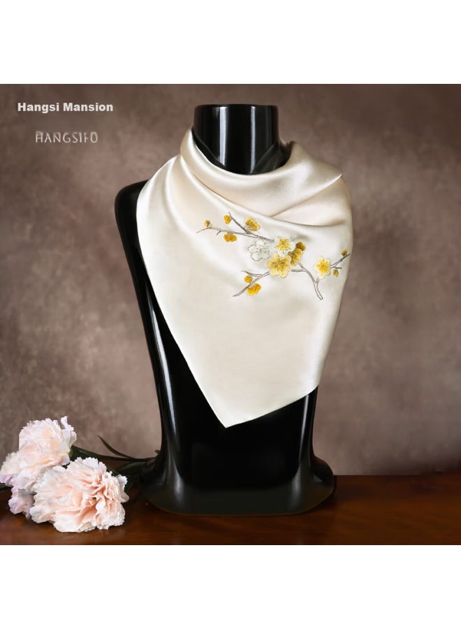 Hang Silk House Hangsifu وشاح حريري من سوزو للتطريز للنساء، هدية عيد المعلم للمعلمات، هدية عيد ميلاد للأم، بيج ذهبي - Image 1
