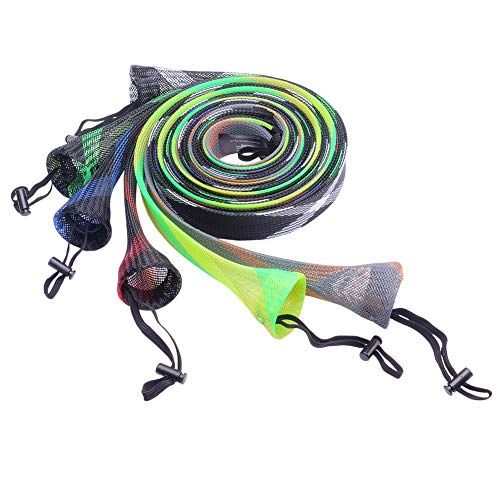 SF Fishing Casting Rod Socks Braided Mesh Rod Sleeve Cover Protector Pole Gloves Six Colors 6PCS Fit Casting Rod 6-1/2FT to 7-1/2FT - Image 1