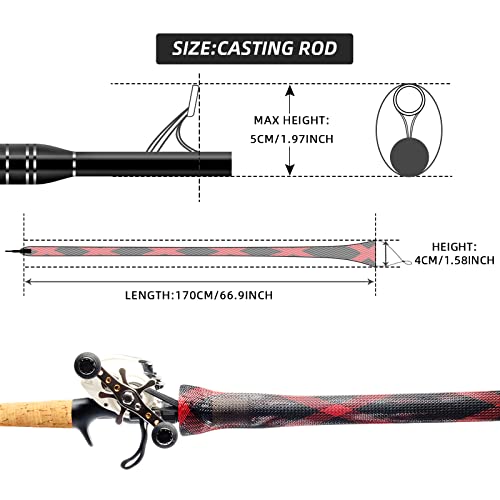 SF Fishing Casting Rod Socks Braided Mesh Rod Sleeve Cover Protector Pole Gloves Six Colors 6PCS Fit Casting Rod 6-1/2FT to 7-1/2FT - Image 2