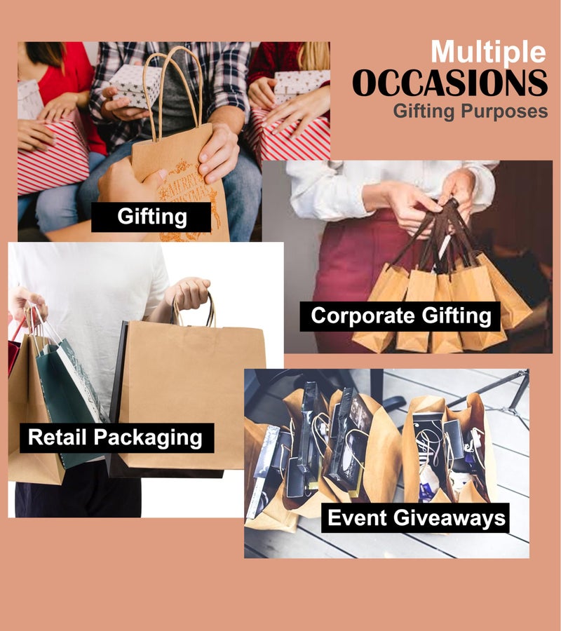 KOSY Pack Of 20 Gift Carry Bag | Eco-Friendly Recycle Paper Bag For Gifting | Sturdy & Versatile Paper Bag For Shopping | Medium Gift Bag 29x7.5x22 CM | Carry Bag For Gifting Burfi Check Design - Image 5