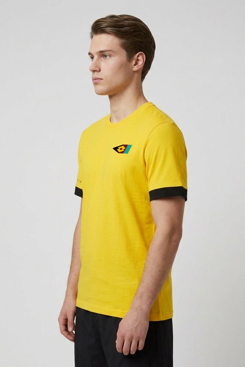 LOTTO Men Sportswear Fit Short Sleeve Outdoor T-Shirt, Yellow - Image 3