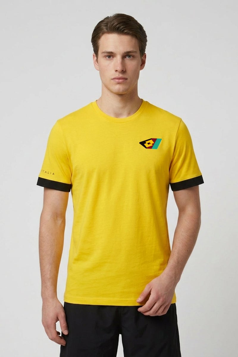 LOTTO Men Sportswear Fit Short Sleeve Outdoor T-Shirt, Yellow - Image 1
