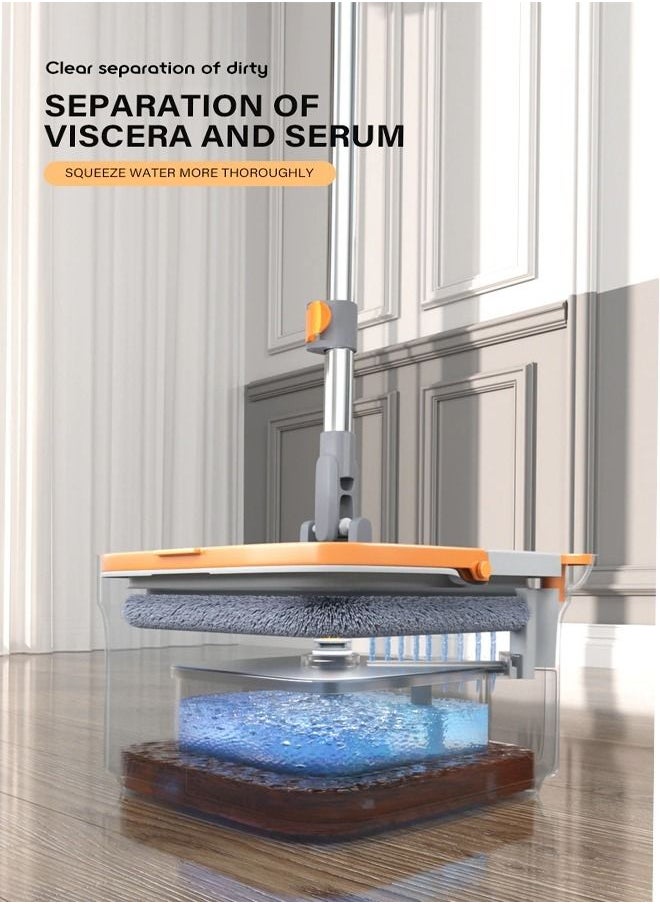 Cady One - 360 Degree Spin Mop and Bucket Flat Design Self Separating Mop Set with 4 Microfiber Pads and Extendable Handle Ideal for Cleaning All Types of Floors - Image 1