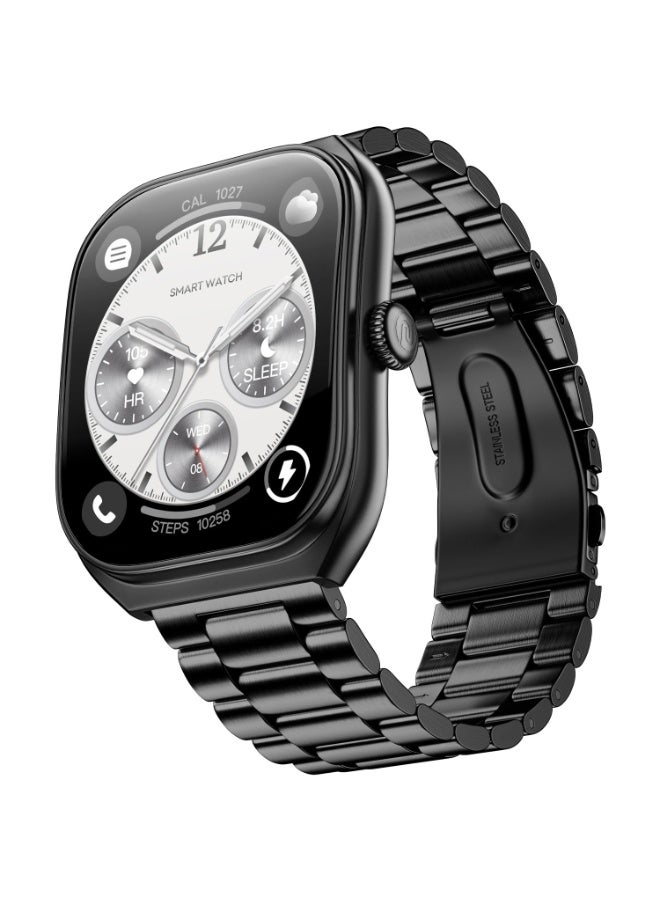 Noise Icon Arc 2.01" Immersive Curved Display Smartwatch, 10-Day Battery, 1ATM Water Resistant, Functional Crown, 100+ Sports Modes, Health Suite™, Voice Assistant, Built-in Games (Elite Black) - Image 1