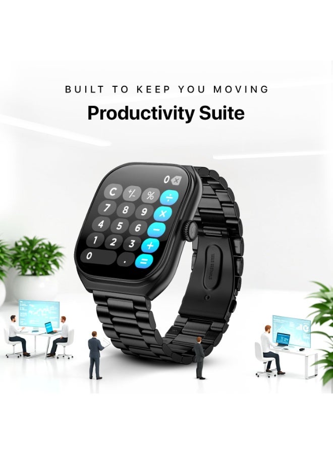 Noise Icon Arc 2.01" Immersive Curved Display Smartwatch, 10-Day Battery, 1ATM Water Resistant, Functional Crown, 100+ Sports Modes, Health Suite™, Voice Assistant, Built-in Games (Elite Black) - Image 2