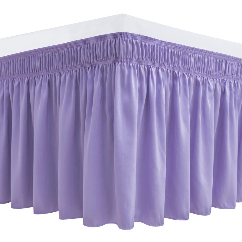 Biscaynebay Wrap Around Bed Skirts for King  Cal King Beds 15 Drop Lavender Adjustable Elastic Dust Ruffles Easy Fit Wrinkle  Fade Resistant Silky Luxurious Fabric Machine Washable