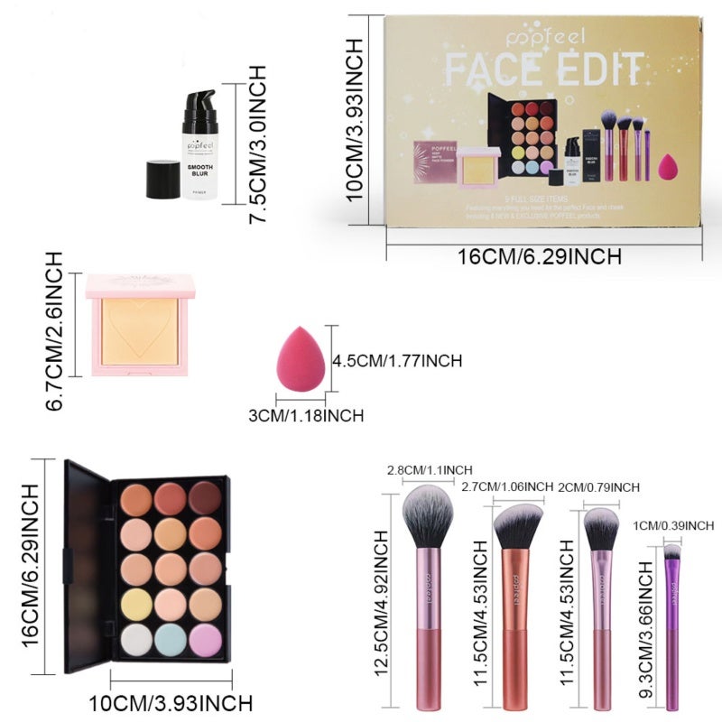 popfeel Vibrant Makeup Kit 7pc Waterproof Long-Lasting Powder - Professional Cosmetics Set for Party Casual Wedding - Image 3