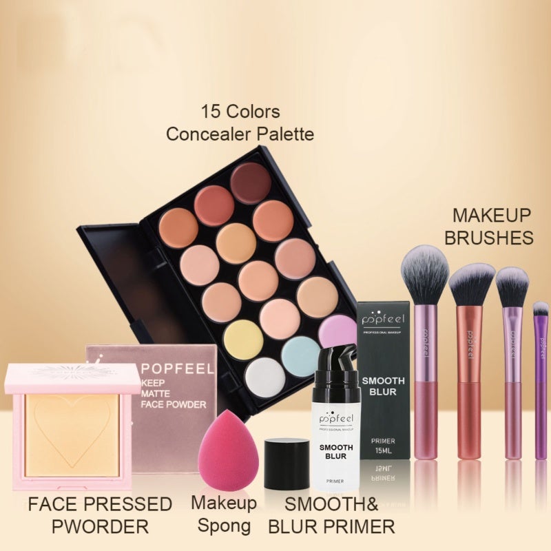 popfeel Vibrant Makeup Kit 7pc Waterproof Long-Lasting Powder - Professional Cosmetics Set for Party Casual Wedding - Image 5