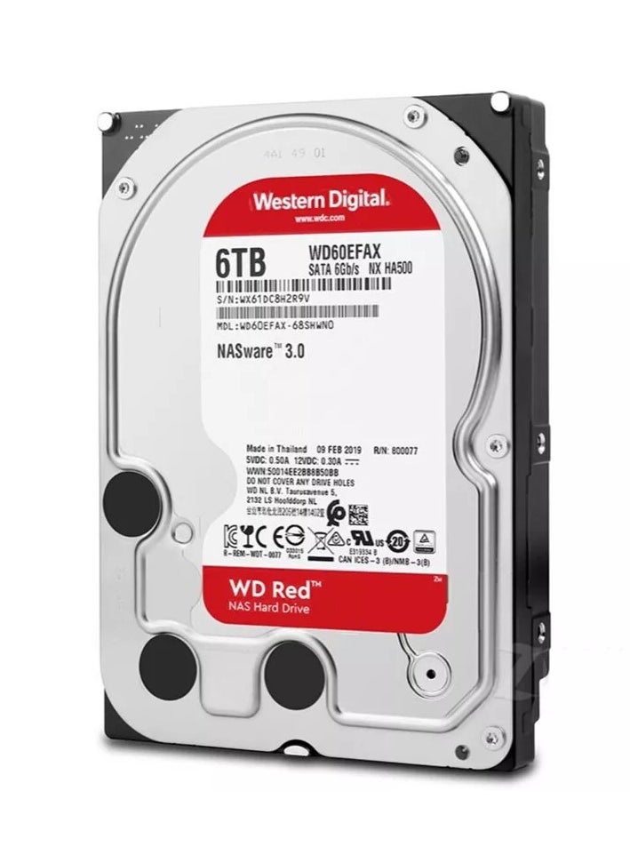 Western Western Digital 6TB WD60EFAX 5400 RPM SATA 6Gbs 3.5" Internal NAS Hard Drive  - Image 1