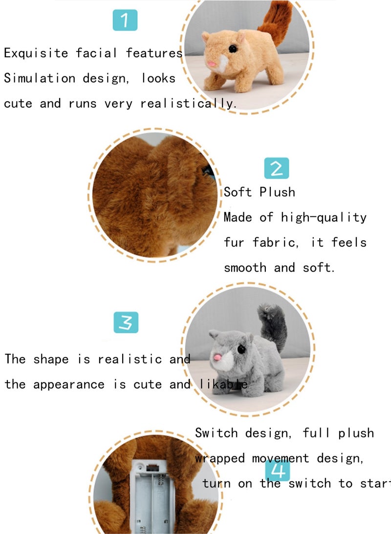 Electric Squirrel Yellow Electronic Plush Toy Simulates Calls, Can Walk And Wag Its Tail, Plush Interactive Toy Suitable For Children And Babies - Image 3