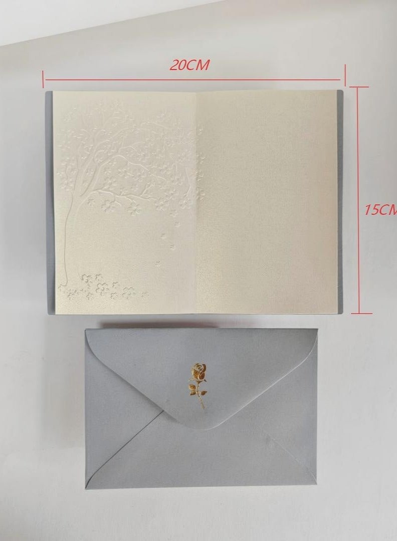 BenQuand Luxury Grey & Gold Foil 'Best Wishes' Greeting Card Set with Envelope, Stickers - Best Wishes Greeting Card - Postcard ，Perfect Gift for Middle East Celebrations - Image 5
