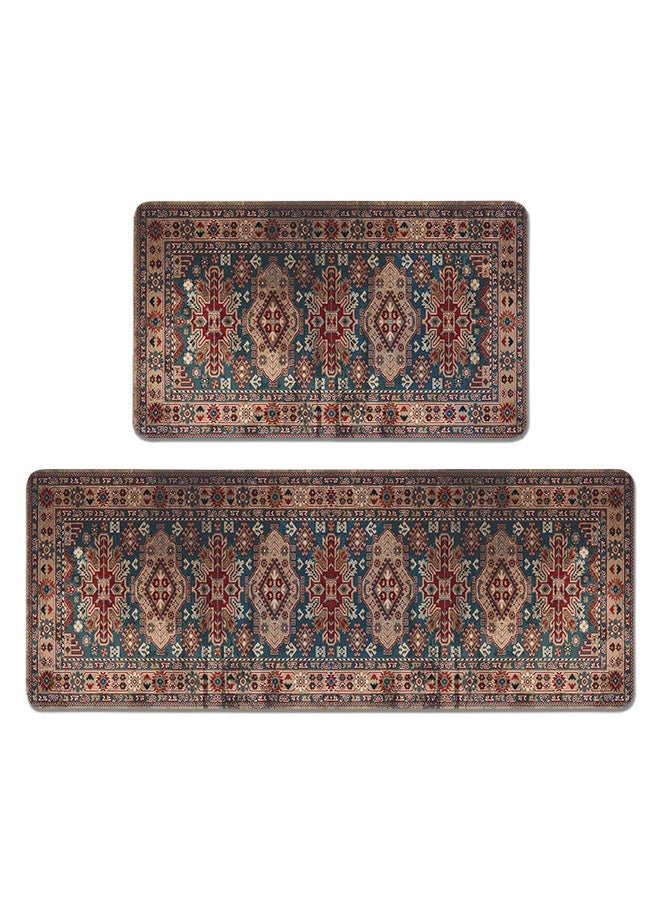 Generic 2 PCS Kitchen Floor Mats Rugs Set, Cushion Floor Carpet, Waterproof, Oil Resistant and Anti-Fatigue PU Standing Mat for Kitchen, Floor, Office, Sink, Laundry 45*75CM+45*120CM  - Image 1