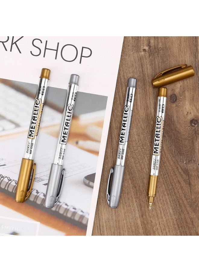 Looneng Gold And Silver Marker Metallic, Fine Point Gold And Silver Markers Permanent Metallic For Artist Illustration, Crafts, Gift Card Making, Scrapbooking, Fabric, Diy Photo Album, 8 Count - Image 4