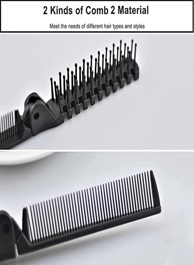 Mluffy Double Headed Pocket Hair Comb 2 in 1 Plastic Travel Folding Portable Hair Brush Comb for Women's and Men's (Black 1) - Image 5