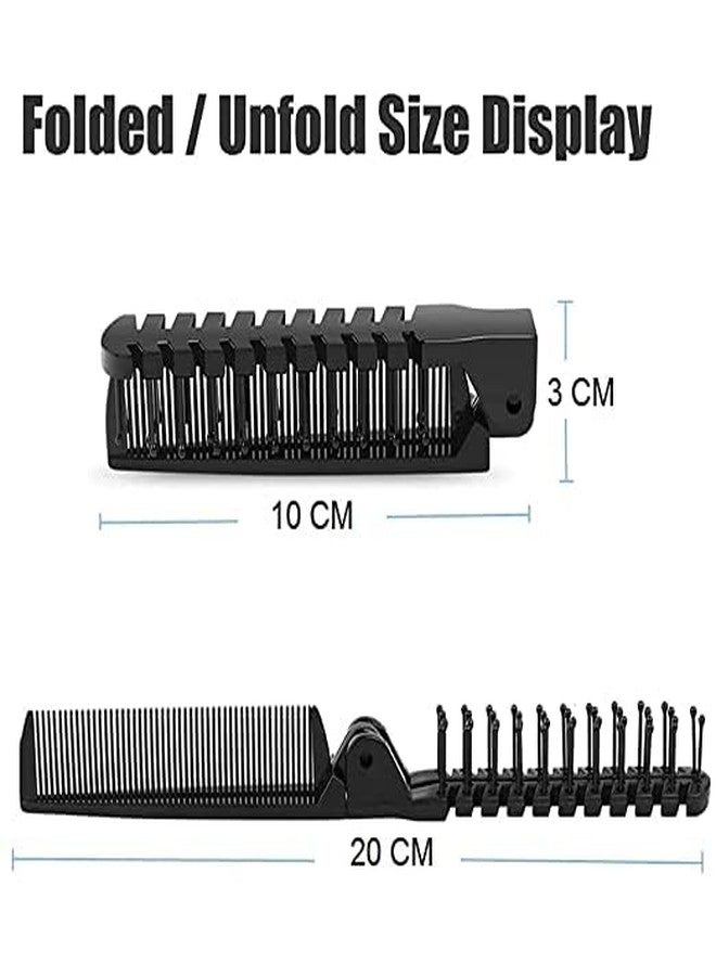 Mluffy Double Headed Pocket Hair Comb 2 in 1 Plastic Travel Folding Portable Hair Brush Comb for Women's and Men's (Black 1) - Image 2