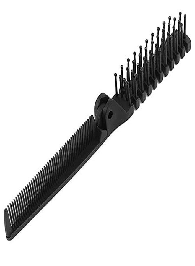 Mluffy Double Headed Pocket Hair Comb 2 in 1 Plastic Travel Folding Portable Hair Brush Comb for Women's and Men's (Black 1) - Image 1