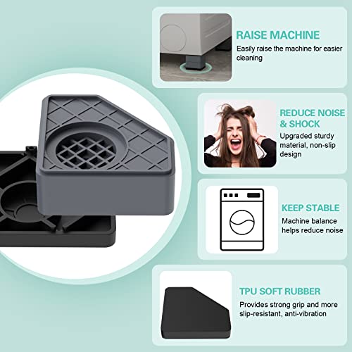 SEISSO Anti Vibration Pads for Washing Machine, Washer & Dryer Pedestals Shock and Noise Cancelling Washing Machine Foot Pads, Washing Machine Support Stabilizer Mat Protect Laundry Shaking Walking Skidding - Image 5