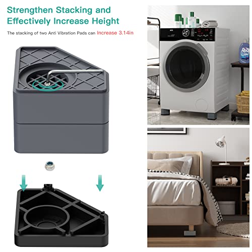 SEISSO Anti Vibration Pads for Washing Machine, Washer & Dryer Pedestals Shock and Noise Cancelling Washing Machine Foot Pads, Washing Machine Support Stabilizer Mat Protect Laundry Shaking Walking Skidding - Image 4