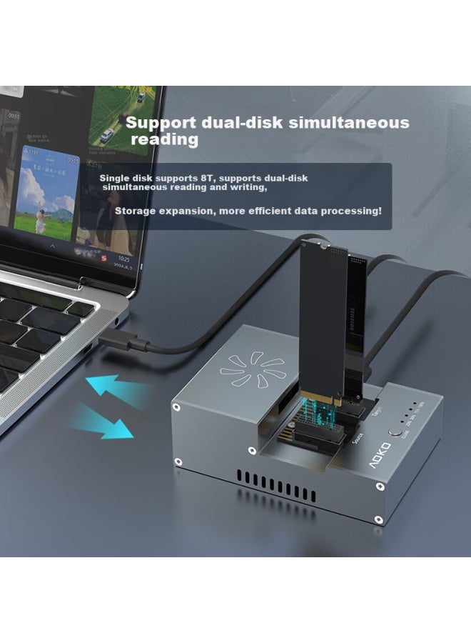 Aoko M.2 Dual-Bay Cloner, Nvme To Nvme Cloner, Ngff Ssd Offline Cloner, M.2 Sata System Hard Drive Copying Base With Cooling Fan, 20G S2Cg - Image 4